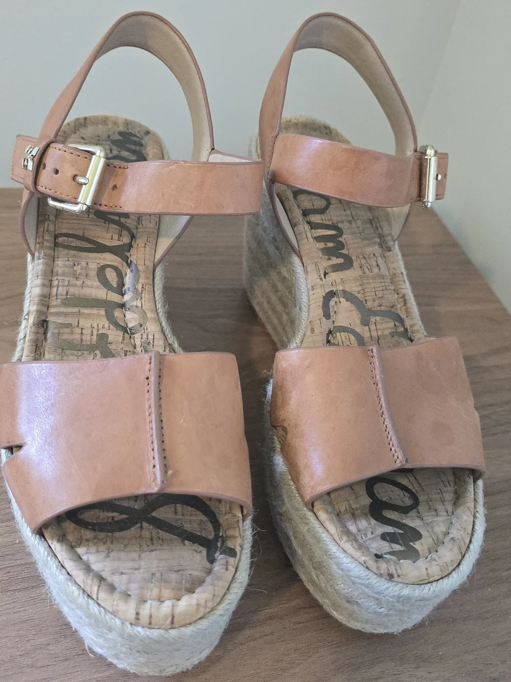 Size 8 Sam Edelman Women's Maura Espadrille Wedge Sandals in a natural tan